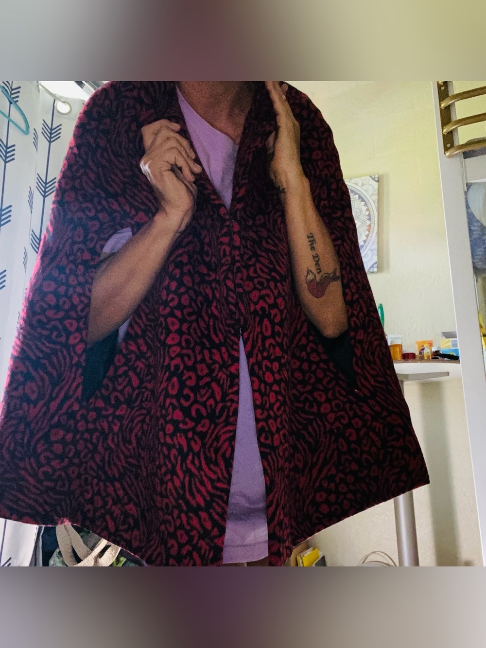 Focus 2000 Red and Black Leopard Print Robe